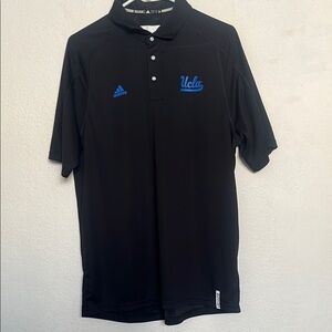 Adidas Black Polo Shirt with Blue Logo
